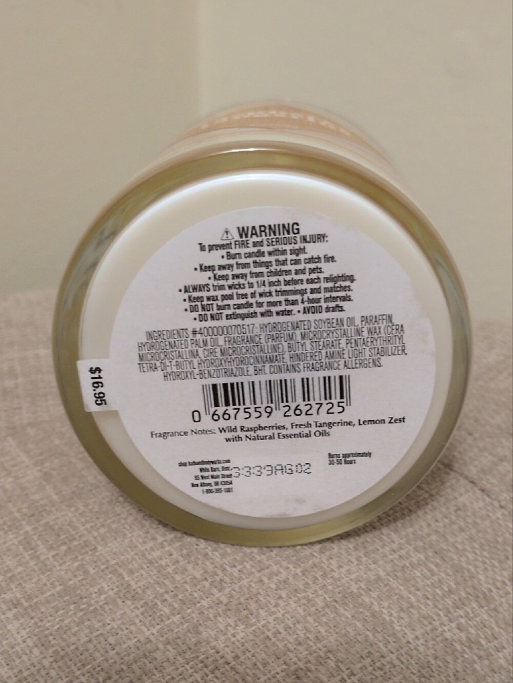 NWT White Barn Raspberry Tangerine Single Wick Candle - Picture 2 of 3